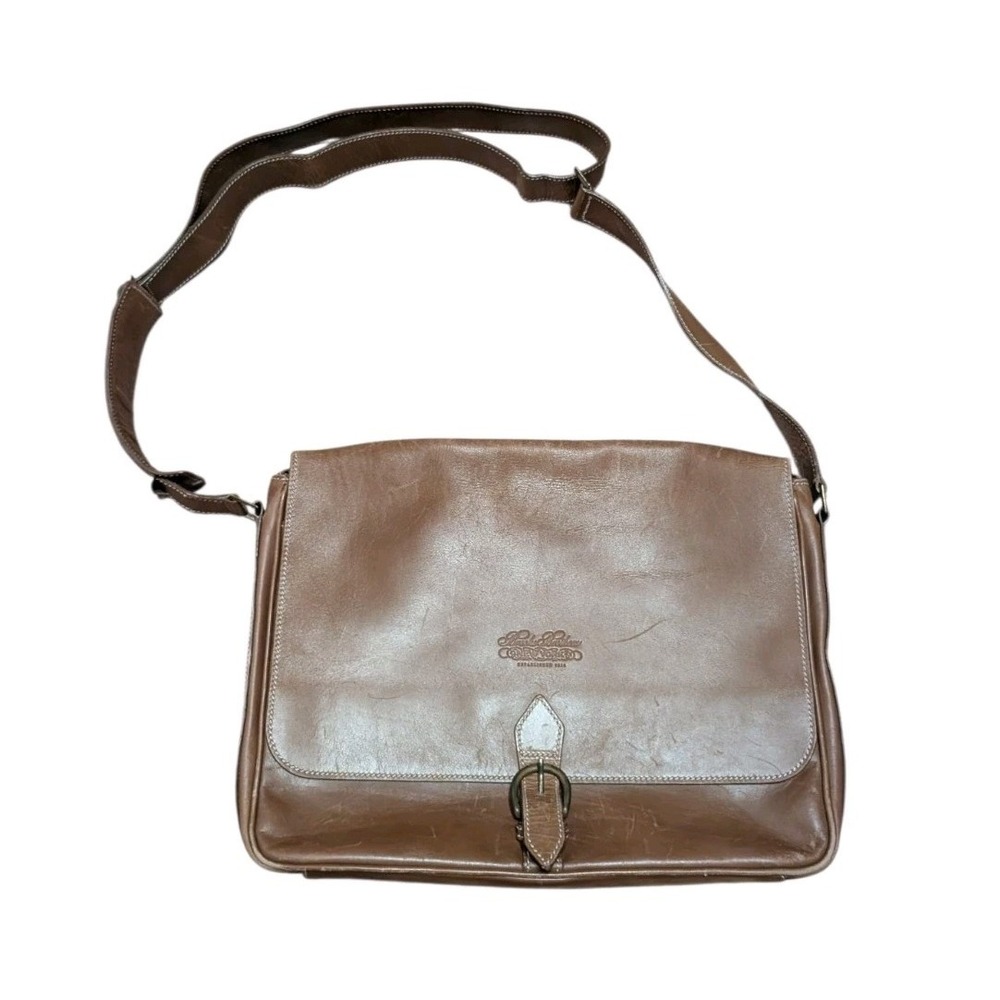 Vintage Brooks Brothers Brown Leather Messenger Briefcase Shoulder Bag